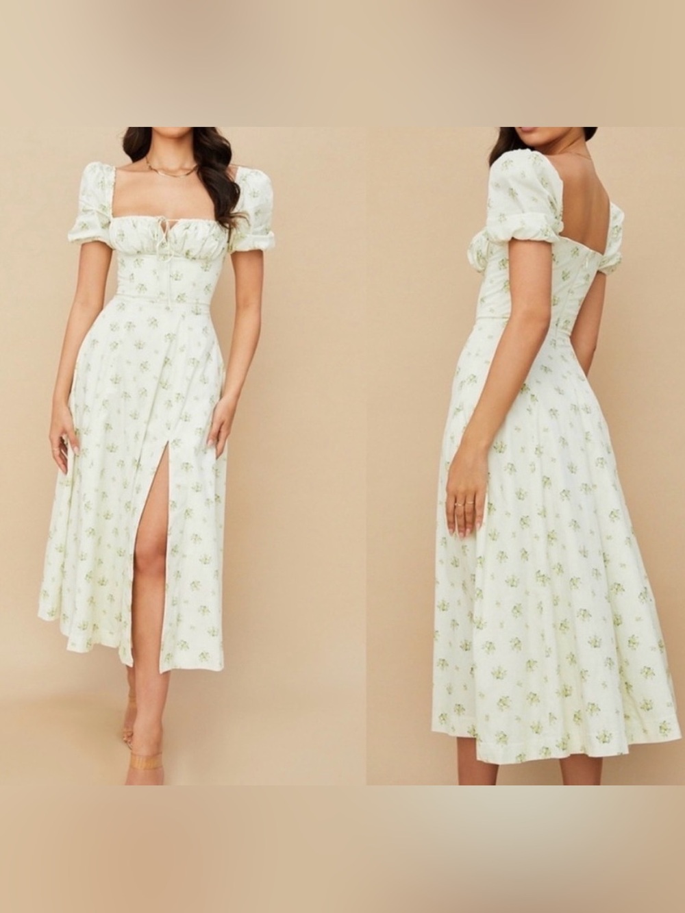 HOUSE OF CB Tallulah bustier puff sleeve midi dress in medium